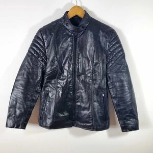 Vintage Leather Motorcycle Black Jacket S